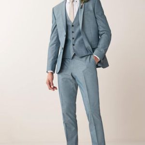 LUC488 Light Blue Slim Two Button Suit