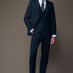 LUC496 Navy Blue Slim Two Button Suit