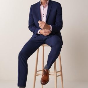 LUC487 Bright Blue Slim Two Button Suit