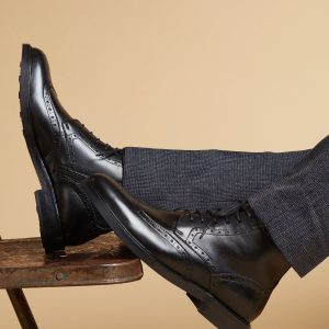 LUC462 Black Wide Fit Brogues Shoes