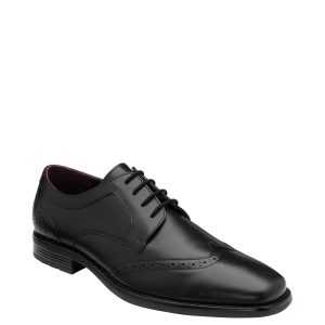 LUC459 Black Leather Lace-Up Brogues