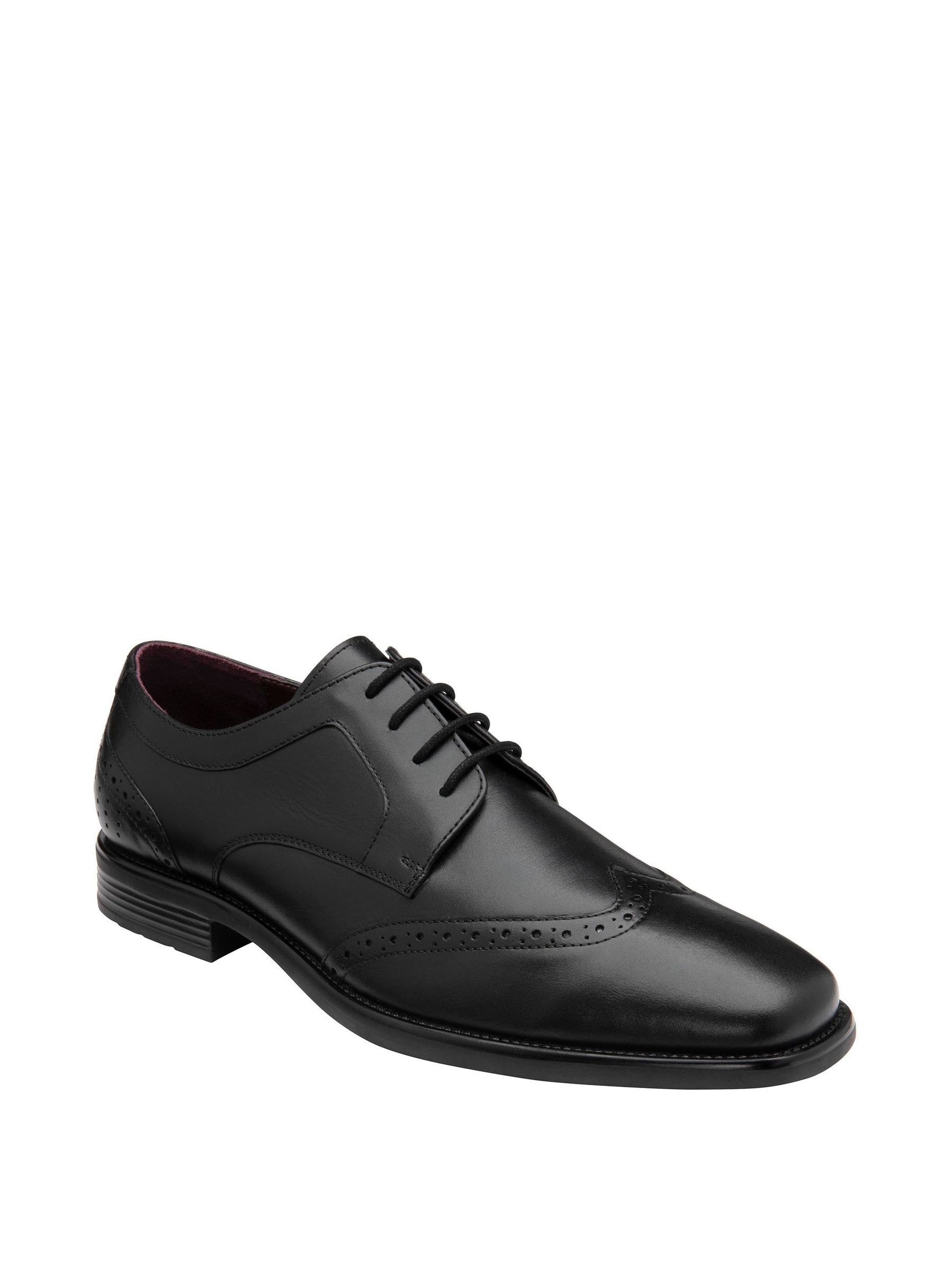 LUC459 Black Leather Lace-Up Brogues