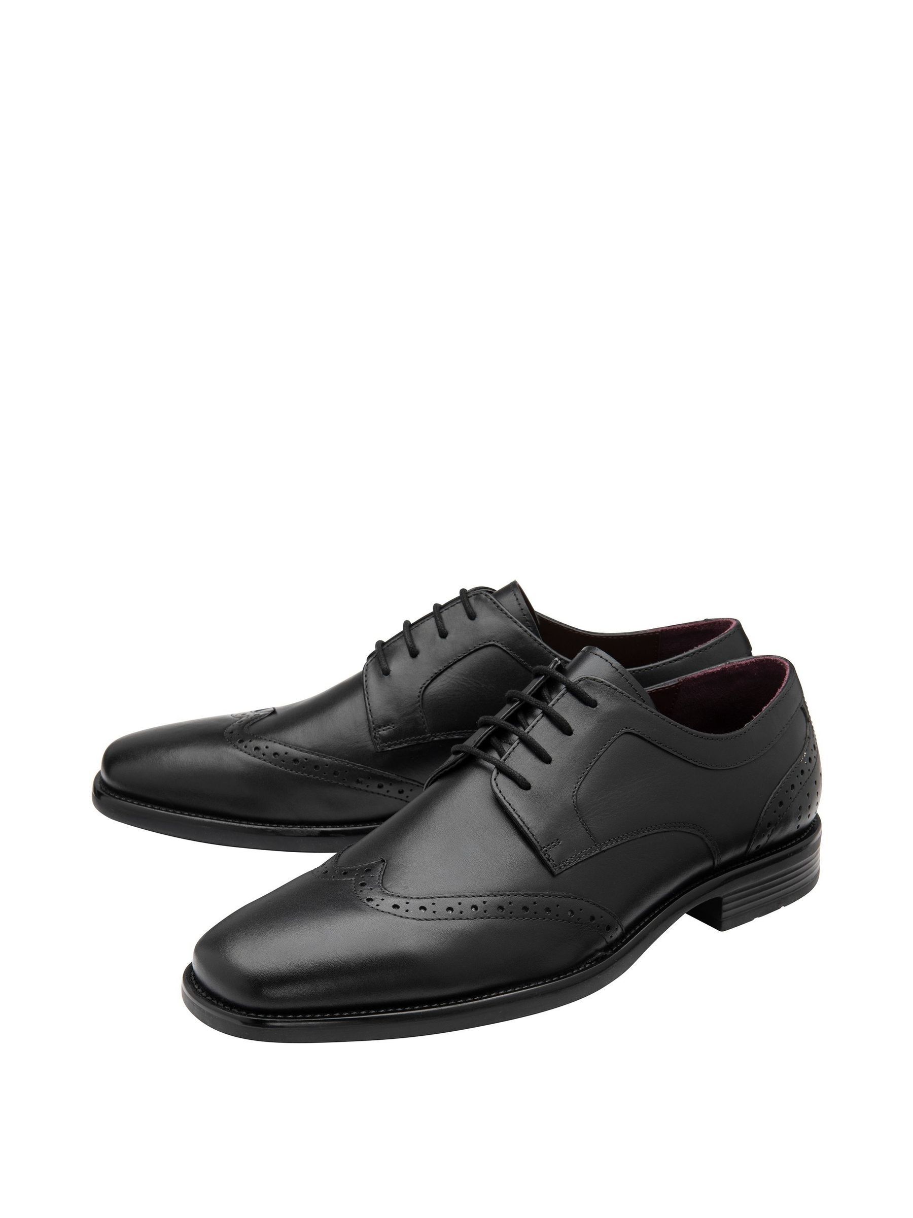 LUC459 Black Leather Lace-Up Brogues - Image 2