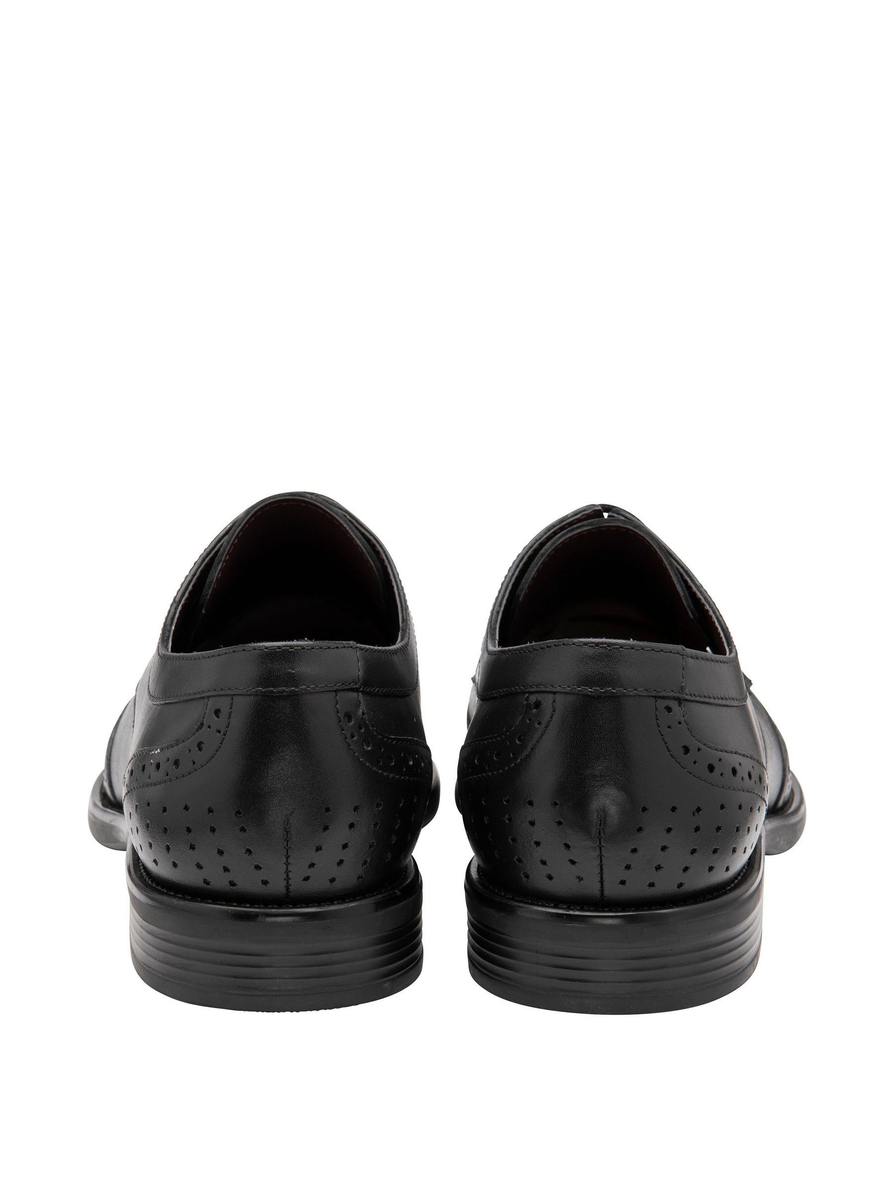 LUC459 Black Leather Lace-Up Brogues - Image 3