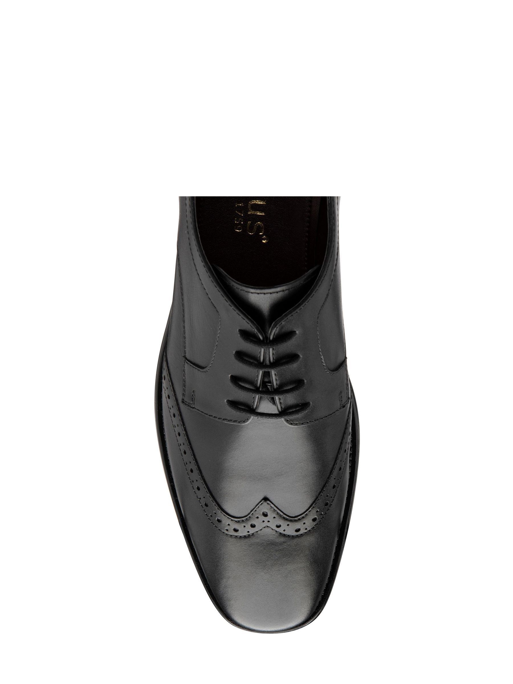 LUC459 Black Leather Lace-Up Brogues - Image 4
