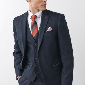 LUC484 Navy Blue Slim Puppytooth Suit