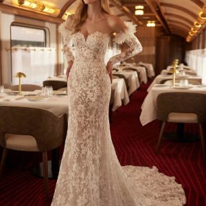 LUC432 Embroidered Strapless Wedding Dress