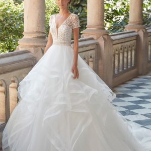 LUC436 Beaded Ruffle Wedding Dress