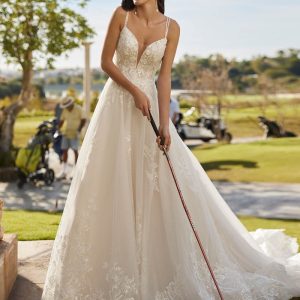 LUC454 Embroidered Backless Wedding Dress