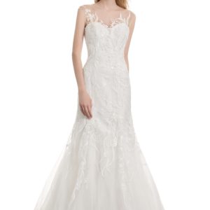 LUC448 Sequined Flowers Tulle Wedding Dress