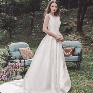 LUC443 Mikado Wedding Dress With Low Back
