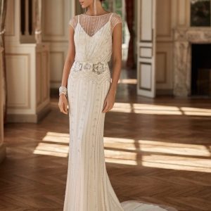 LUC456 Embellished Backless Wedding Dress